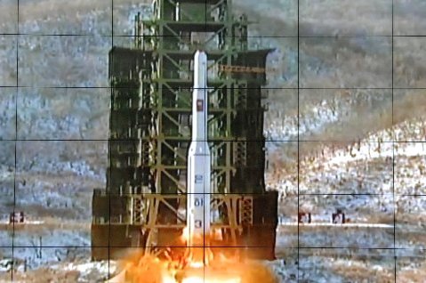 A screen at the General Satellite Control and Command Center shows the moment North Korea's Unha-3 rocket is launched in Pyongyang, North Korea,  Wednesday, Dec. 12, 2012. North Korea successfully fired a long-range rocket, defying international...