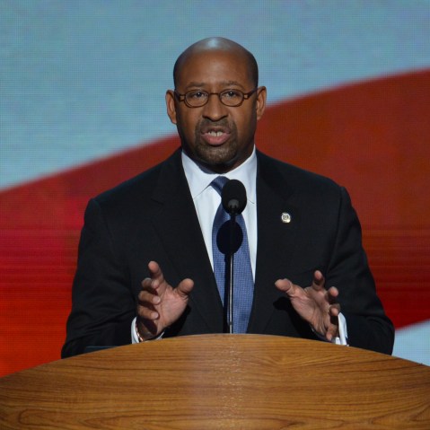 Philadelphia Mayor  Michael Nutter speaks at the Time Warner Cable Arena in Charlotte, North Carolina, on September 6, 2012 on the final day of the Democratic National Convention (DNC). US President Barack Obama is expected to accept the nomination...