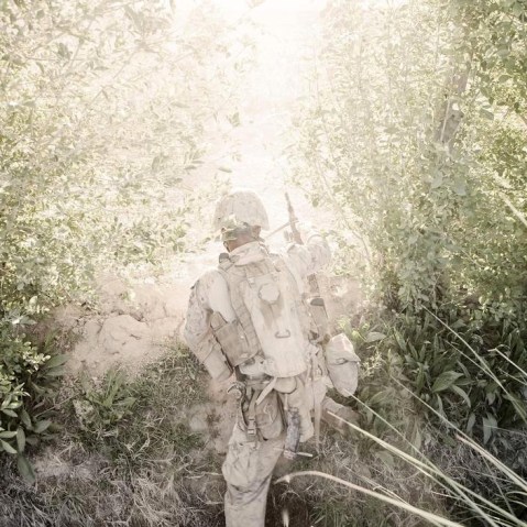 US Marines on patrol in Marja, Helmand Province on March 23, 2010.