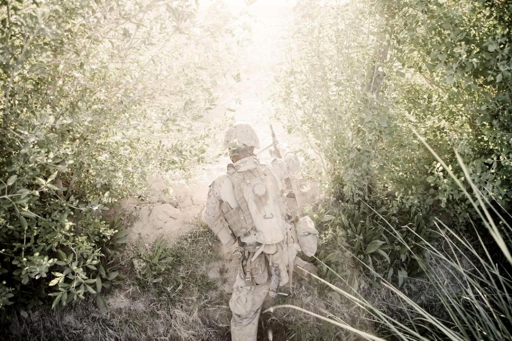 US Marines on patrol in Marja, Helmand Province on March 23, 2010.