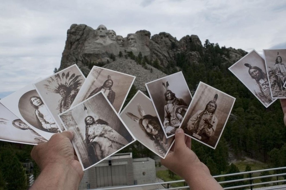 Photographs of nine Sioux Indian Chiefs who fought and defeated General Custer in the Battle Of The Little Bighorn (1876) (left to right): Sitting Bull, One Bull, Rain-in-the-Face, Crow King, Gall, Red Horse, Fool Bull, Low Dog, Spotted Eagle and Red Clou