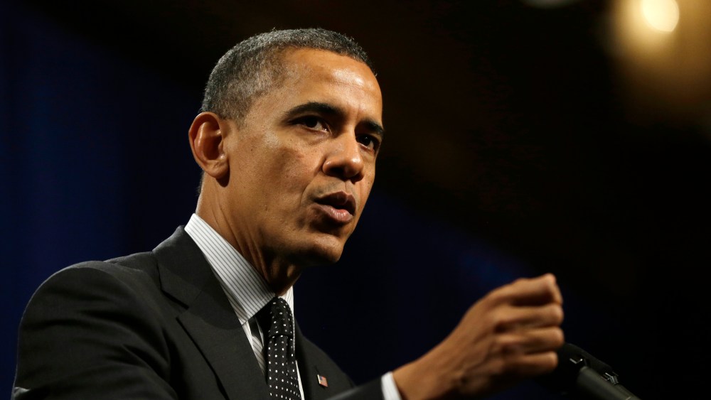 President Obama speaking at the House Democratic Issues Conference in Lansdowne, Va. on Feb. 7, 2013. (File photo by Charles Dharapak/AP)