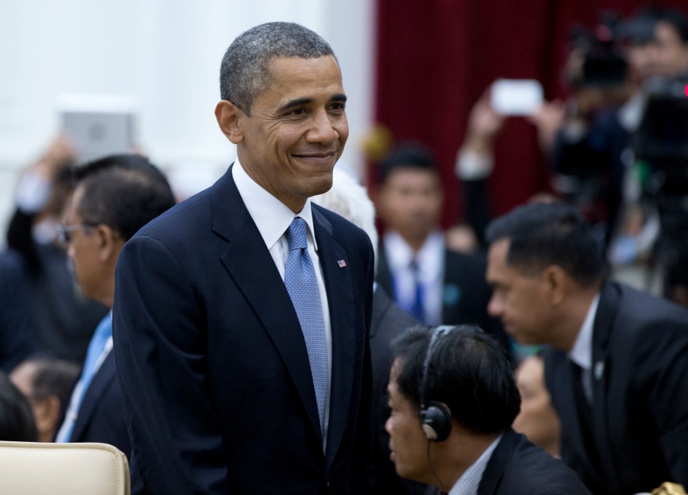 President Obama walks to his seat at the East Asia Summit at the Peace Palace in Phnom Penh, Cambodia(AP Photo/Carolyn Kaster)