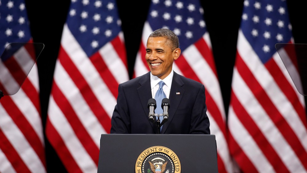 President Obama delivers a speech on immigration reform at Del Sol High School in Las Vegas on Jan. 29, 2013. (Photo by Isaac Brekken/AP)