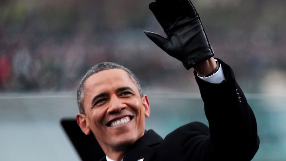 U.S. President Barack Obama waves during the presidential inauguration on the West Front of the U.S. Capitol January 21, 2013 in Washington, DC.   Barack Obama was re-elected for a second term as President of the United States....