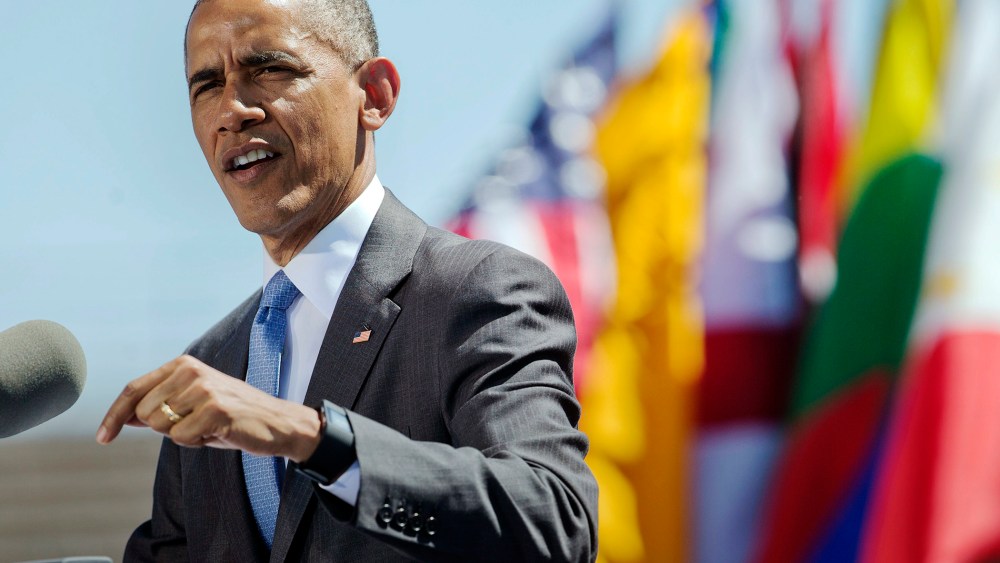 President Barack Obama delivers the commencement address at the 2016 class U.S. Air Force Academy, June 2, 2016, in Colorado Springs, Colo. (Photo by Pablo Martinez Monsivais/AP)
