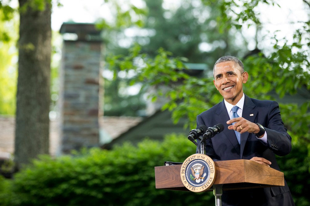 President Barack Obama speaks at a news conference at Camp David in Maryland, May 14, 2015. (Photo by Andrew Harnik/AP)