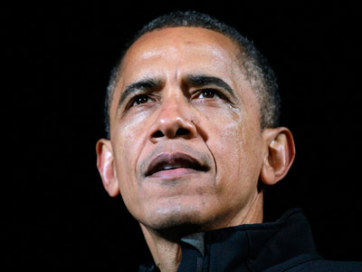 President Obama giving a speech with tears in his eyes at his final campaign rally in Des Moines, Iowa on the eve of the 2012 election. (Jason Reed/Reuters)