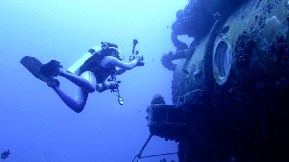 Fabien Cousteau outside the Aquarius.