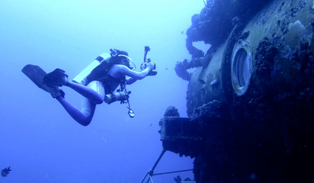 Fabien Cousteau outside the Aquarius.