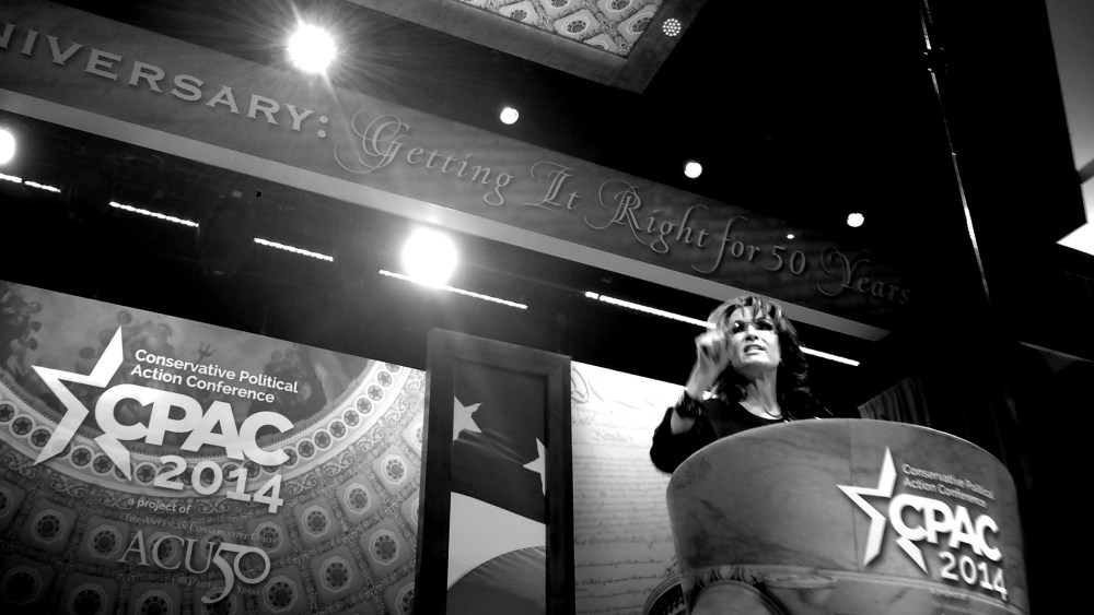 Sarah Palin, former Alaska Governor and 2008 Republican vice presidential nominee, speaks at the Conservative Political Action Conference, March 8, 2014, in National Harbor, Md.