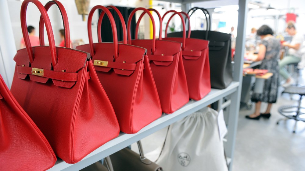 A photo taken on June 11, 2015 shows Hermes Birkin bags. (Photo by Mehdi Fedouach/AFP/Getty)