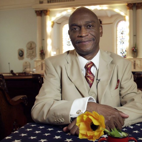 Pastor Thurmond Tillman, 57, of Savannah, Georgia, sits for an interview Sunday for Bring it to the Table at the First African Baptist Church in Savannah, Georgia.