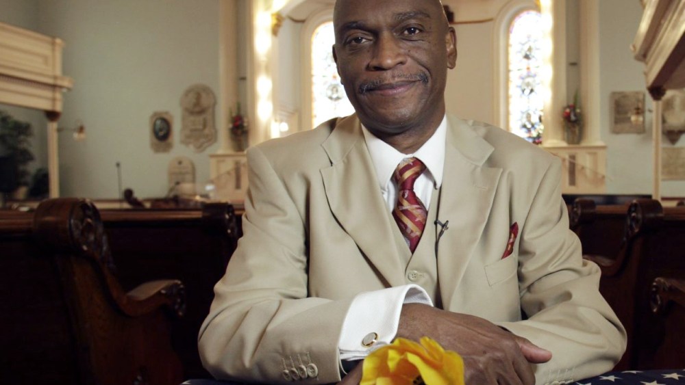 Pastor Thurmond Tillman, 57, of Savannah, Georgia, sits for an interview Sunday for Bring it to the Table at the First African Baptist Church in Savannah, Georgia.