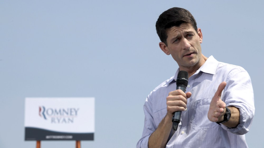 Republican vice presidential candidate, Rep. Paul Ryan, speaks during a campaign event in Richmond, Va., during the 2012 presidential election. (Photo: Mary Altaffer/AP)