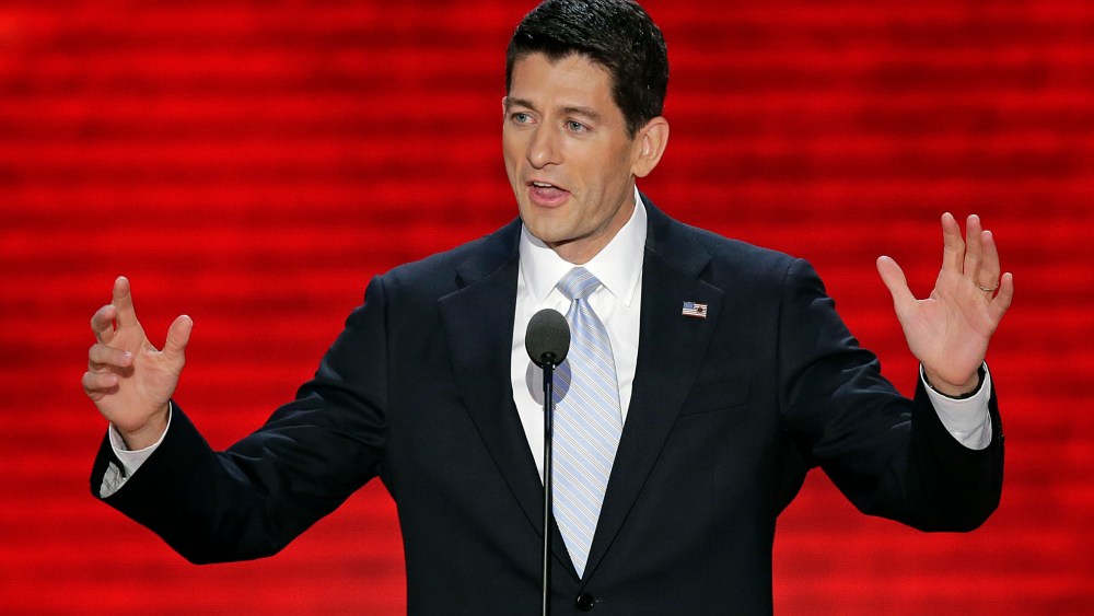 Rep. Paul Ryan addresses the Republican National Convention in Tampa, Fla, in August as the GOP vice presidential nominee. Photo by J. Scott Applewhite/AP
