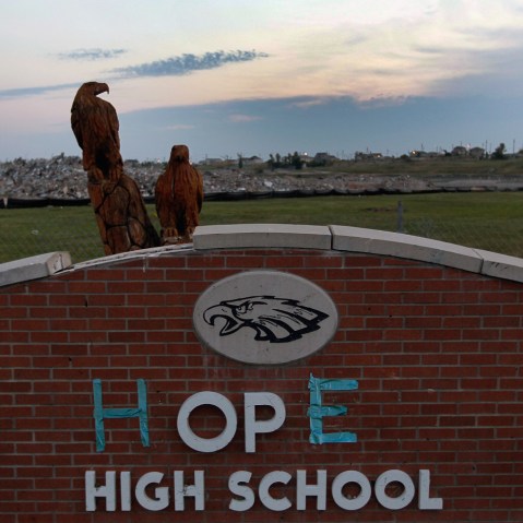 Joplin High School was destroyed in a tornado a year ago Tuesday that claimed 161 residents. President Barack Obama gave the keynote address to the 428 graduating seniors on Monday night.