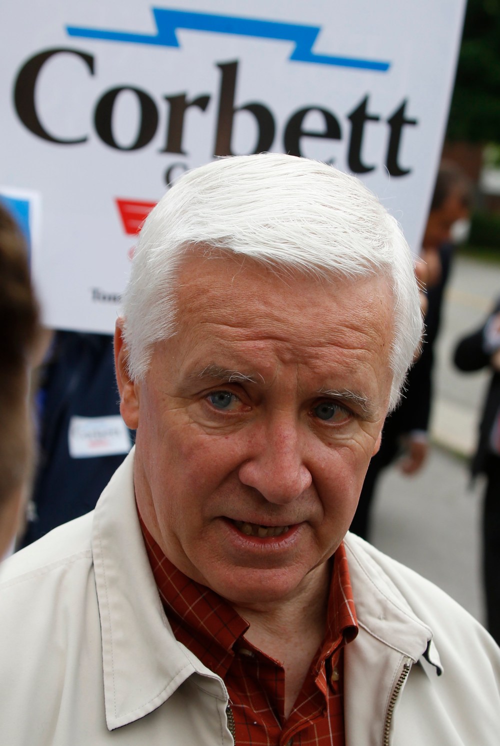 Pennsylvania Gov. Tom Corbett after voting in the Pennsylvania primary election on Tuesday, May 20, 2014 in the Pittsburgh suburb of Shaler Towhnship, Pa.