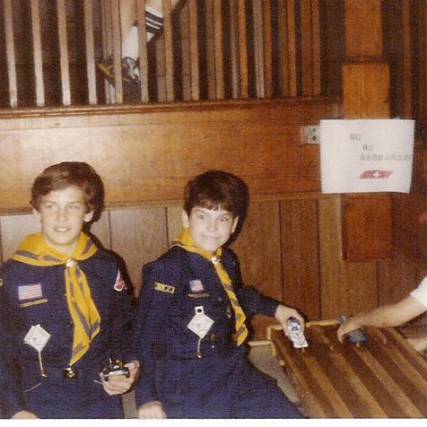 msnbc host Thomas Roberts (right) competes in the Pine Wood Derby. Scouts make and design race cars to compete against each other. (Photo provided by Thomas Roberts)