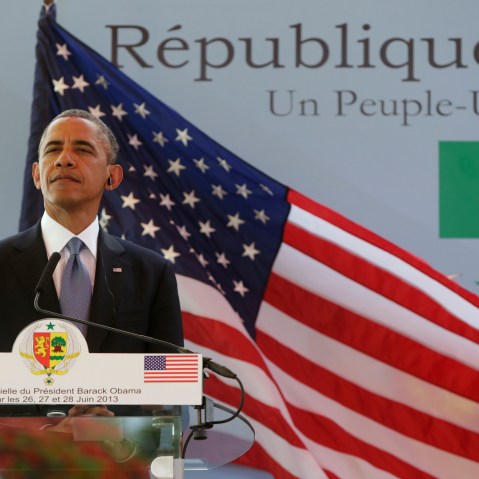 U.S. President Barack Obama listens to a question during a joint news conference with Senegal's President Macky Sall (not pictured) at the Presidential Palace in Dakar June 27, 2013. (Photo by Gary Cameron/Reuters)