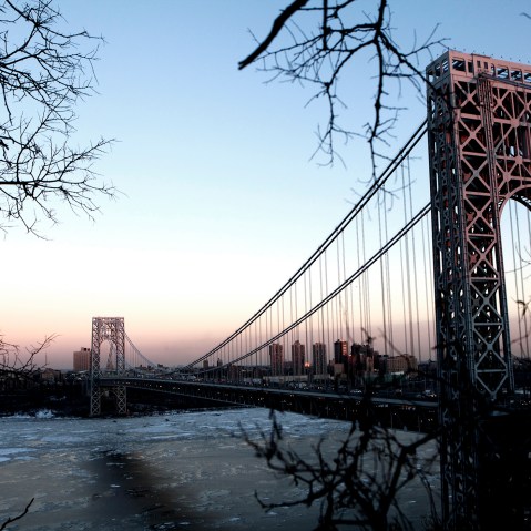 An view the George Washington Bridge from New Jersey.