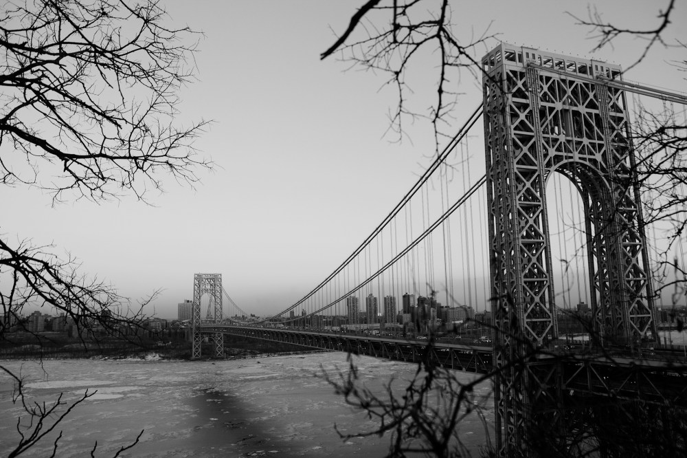 A view of the George Washington Bridge from New Jersey.