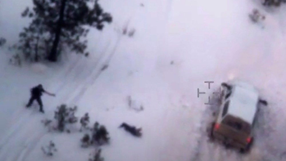 This photo taken from an FBI video shows Robert "LaVoy" Finicum after he was fatally shot by police, Jan. 26, 2016 near Burns, Ore. (Photo by FBI/AP)