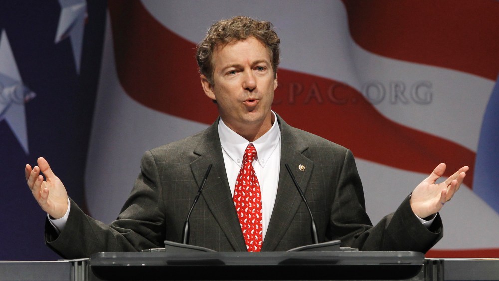Tea Party favorite, Sen. Rand Paul, R-Ky. addresses the Conservative Political Action Conference (CPAC) in Washington. (Photo by Alex Brandon/AP)