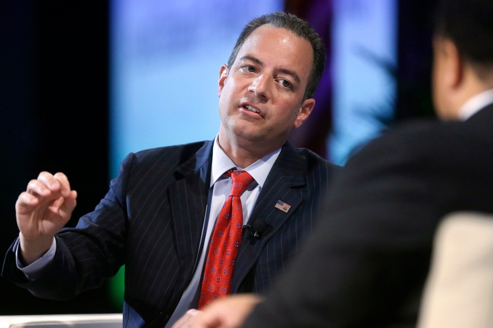 Chairman of the Republican National Committee Reince Priebus speaks in Boston on July 31, 2014.