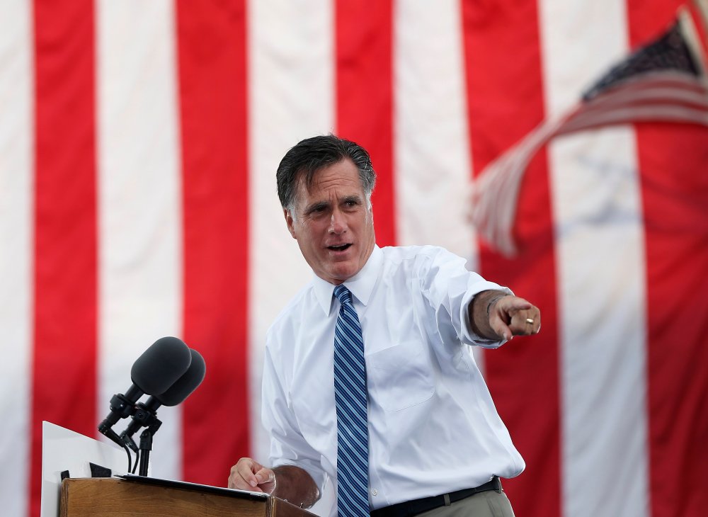 Republican presidential nominee Mitt Romney speaks during a campaign rally at the Golden Lamb in Lebanon, Ohio October 13, 2012. REUTERS/Shannon Stapleton (UNITED STATES - Tags: POLITICS ELECTIONS USA PRESIDENTIAL ELECTION)