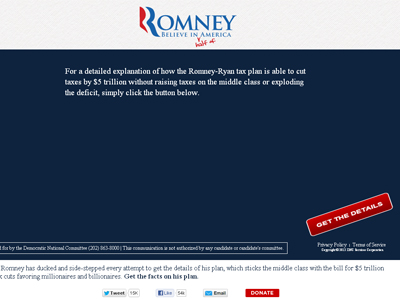 Homepage of RomneyTaxPlan.com