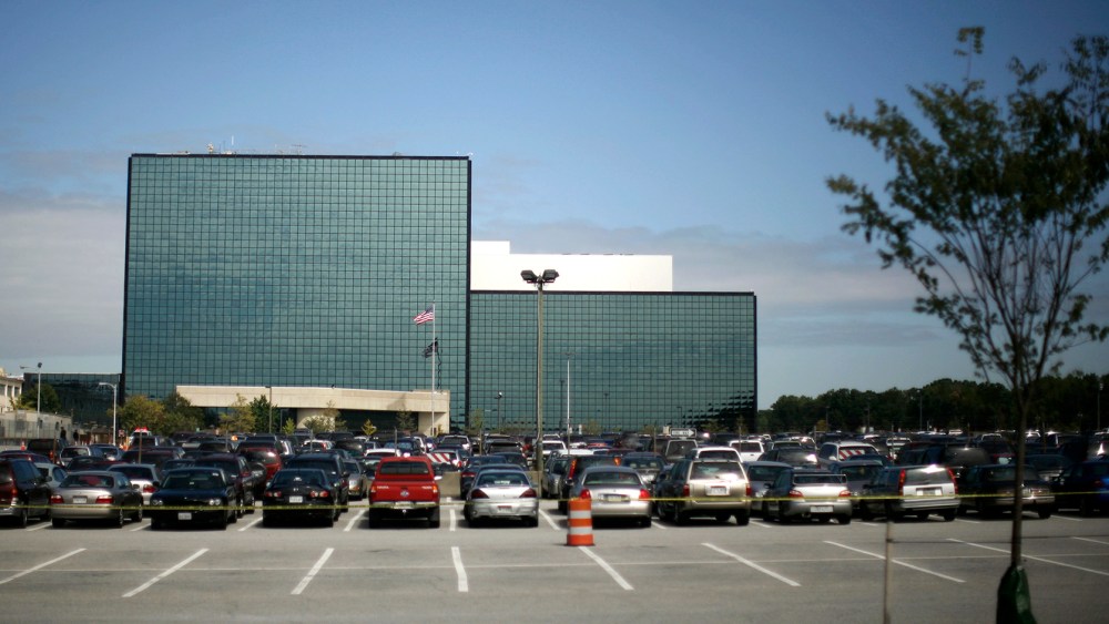 The National Security Agency building is shown in Fort Meade, Maryland.