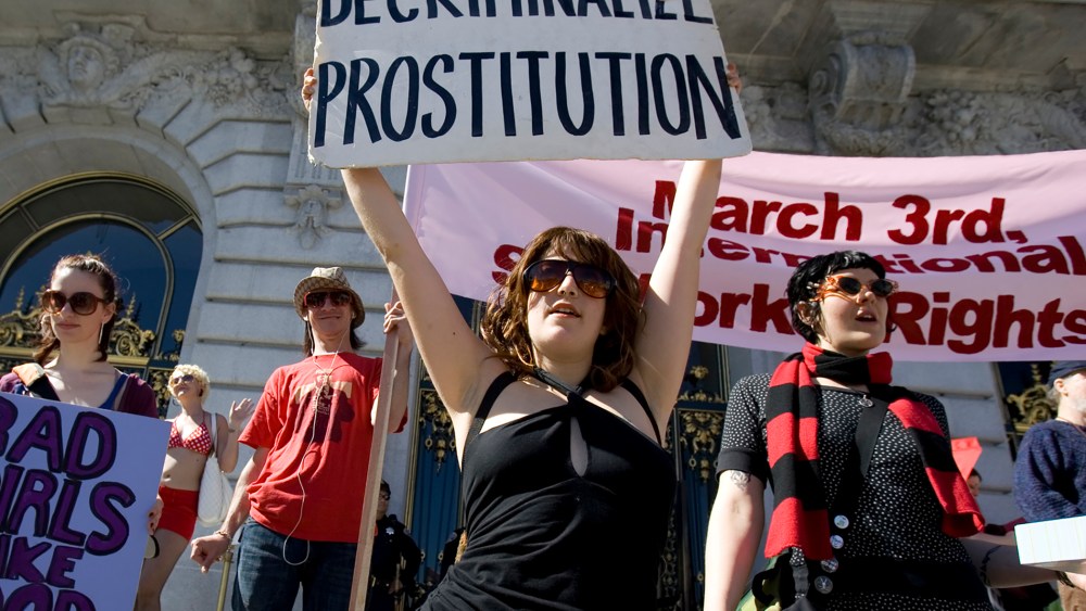 Sex workers and their supporters protest in front of City Hall in celebration of International Sex Workers' Rights Day in San Francisco (Photo by Kimberly White/Reuters).