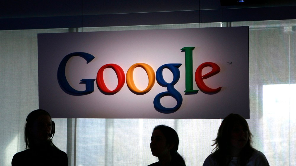 Attendees stand during a news conference at Google headquarters in Mountain View, California. (Photo by Robert Galbraith/Reuters)