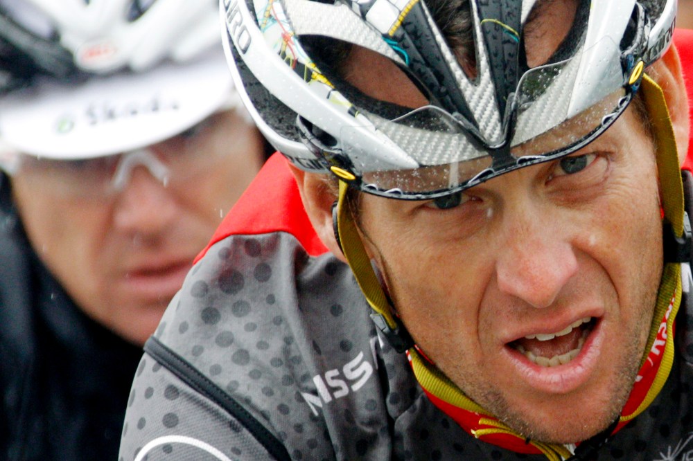 RadioShack's team rider Lance Armstrong (R) cycles during the eighth stage of the Tour de Suisse in 2010. (Photo by Christian Hartmann/Reuters)
