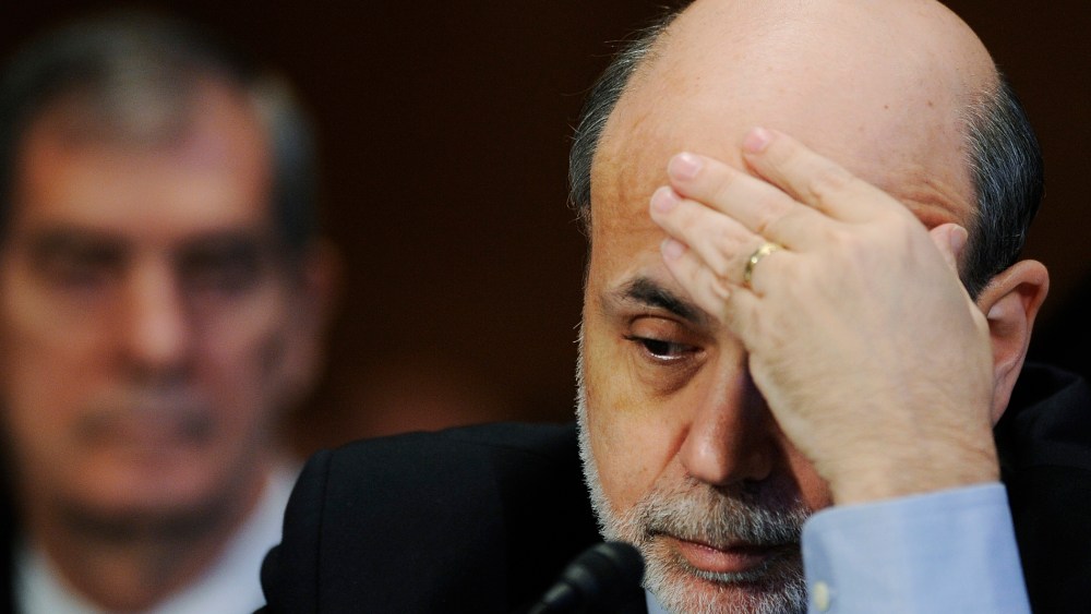 Ben Bernanke listens to testimony before the Senate Banking Committee hearing on oversight of Dodd-Frank Wall Street reform, May 12, 2011.