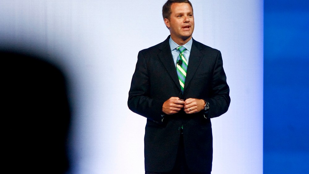 Doug McMillon, President and CEO of Wal-Mart, speaks to shareholders in Fayetteville, Arkansas June 3, 2011.