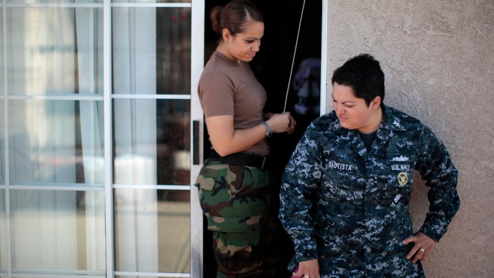 A same-sex military couple talk at their home in San Diego - Emma Margolin - 09/6/2013
