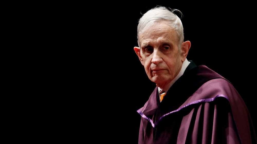 U.S. mathematician and Nobel Laureate John Nash, 83, stands on the podium as he receives an Honorary Doctor of Science at the City University of Hong Kong Nov. 8, 2011. (Photo by Bobby Yip/Reuters)