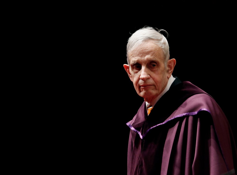 U.S. mathematician and Nobel Laureate John Nash, 83, stands on the podium as he receives an Honorary Doctor of Science at the City University of Hong Kong Nov. 8, 2011. (Photo by Bobby Yip/Reuters)
