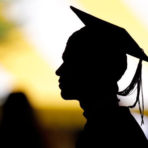 Students take their seats for the diploma ceremony during commencement exercises. (Photo by Brian Snyder/Reuters)