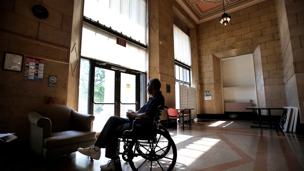 Woodrow "Woody" Barron, 69, from Plainfield New Jersey, sits at the Broadway House for Continuing care, a nursing facility for people living with HIV/AIDS in New Jersey on May 9, 2012.