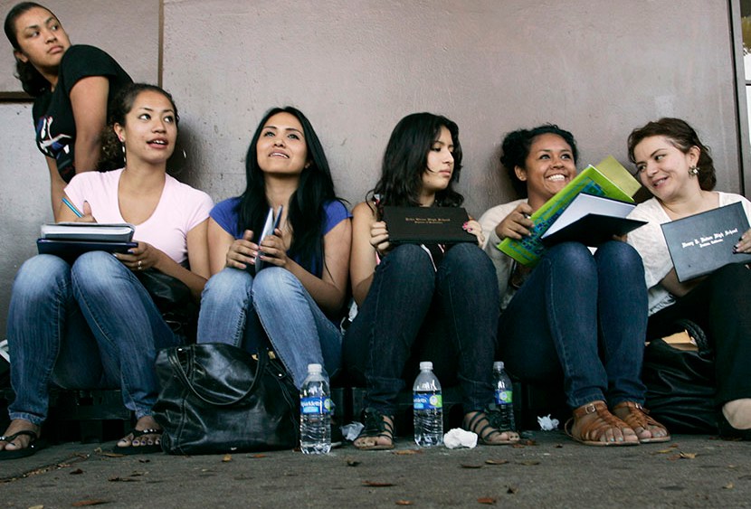 Students wait in line for assistance with paperwork for the Deferred Action for Childhood Arrivals program at the Coalition for Humane Immigrant Rights of Los Angeles in Los Angeles, California, August 15, 2012. (Photo by Jonathan Alcorn/Reuters)