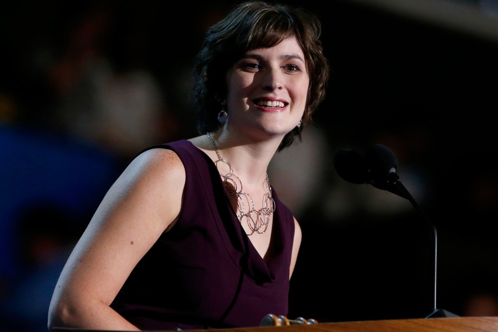 Sandra Fluke speaks at the Democratic National Convention in Charlotte, N.C. on Sept. 5, 2012.