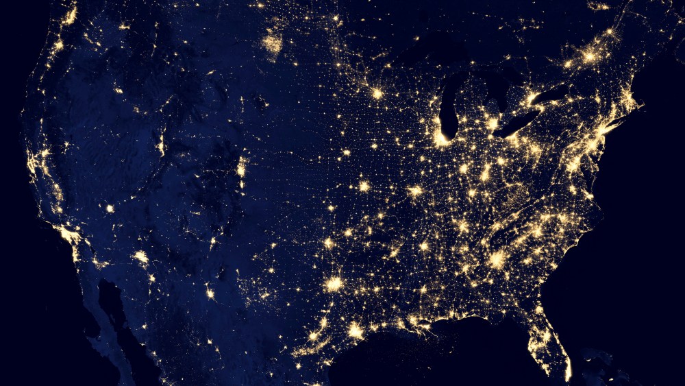 NASA satellite image shows the United States, Mexico and Canada at night in this composite assembled from data acquired by the Suomi NPP satellite in April and October 2012. (Photo by Robert Simmon/NASA handout via Reuters)