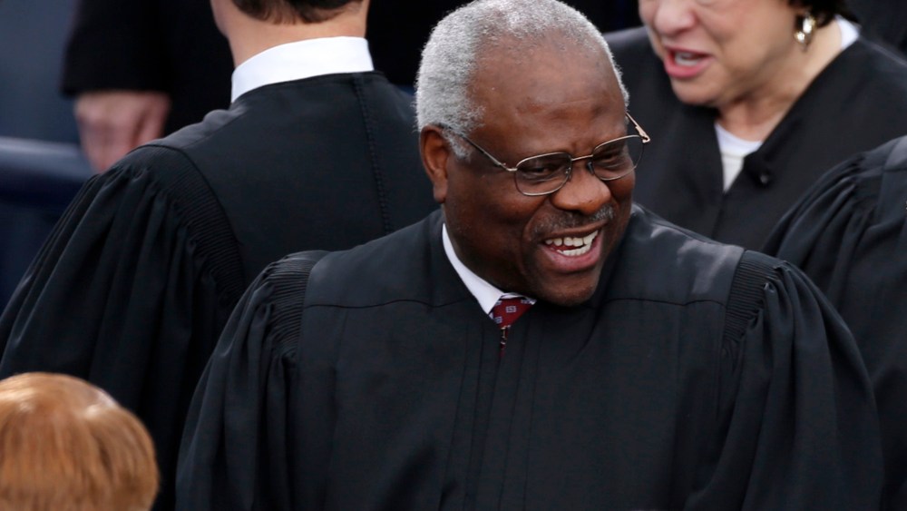 U.S. Supreme Court Justice Clarence Thomas arrives for inauguration ceremonies at the U.S. Capitol in Washington, Jan. 21, 2013.