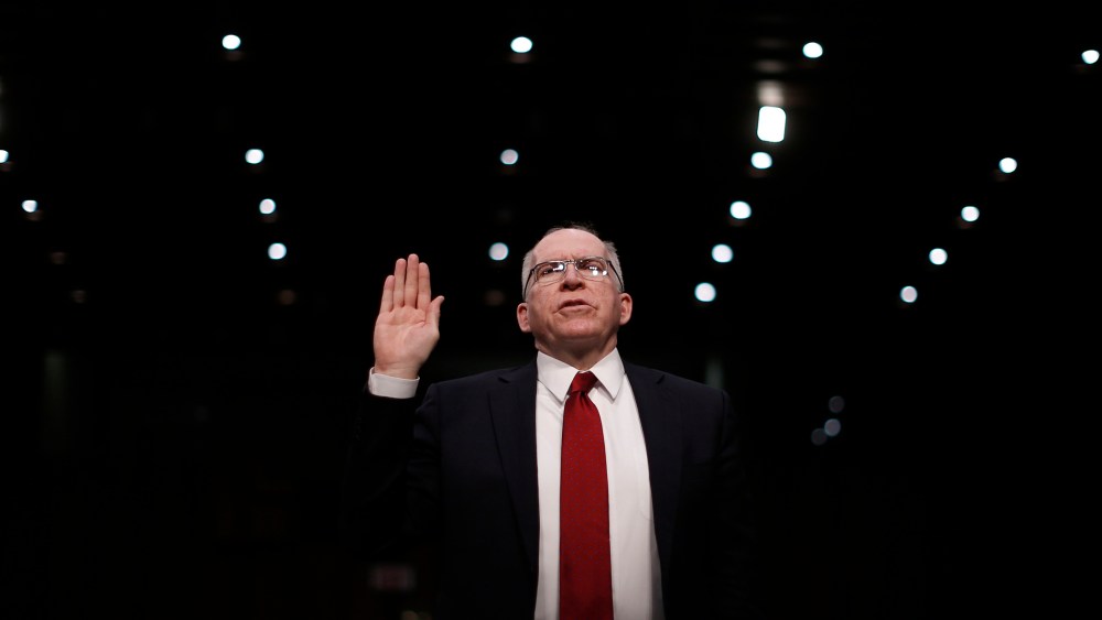 Deputy National Security Adviser Brennan is sworn in to testify before Senate Intelligence Committee confirmation hearing on Capitol Hill in Washington