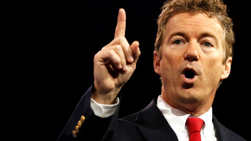 Senator Rand Paul of Kentucky gestures at the Conservative Political Action Conference (CPAC) at National Harbor, Md., March 14, 2013. (Photo by Kevin Lamarque/Reuters)