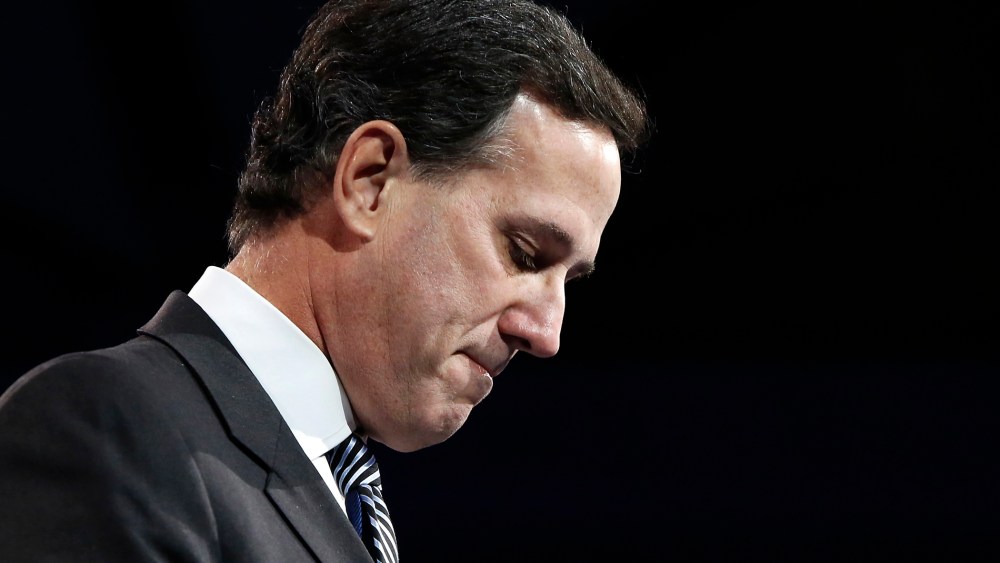 Former Senator Rick Santorum pauses during remarks to the Conservative Political Action Conference (CPAC) in National Harbor, Md. on March 15, 2013.