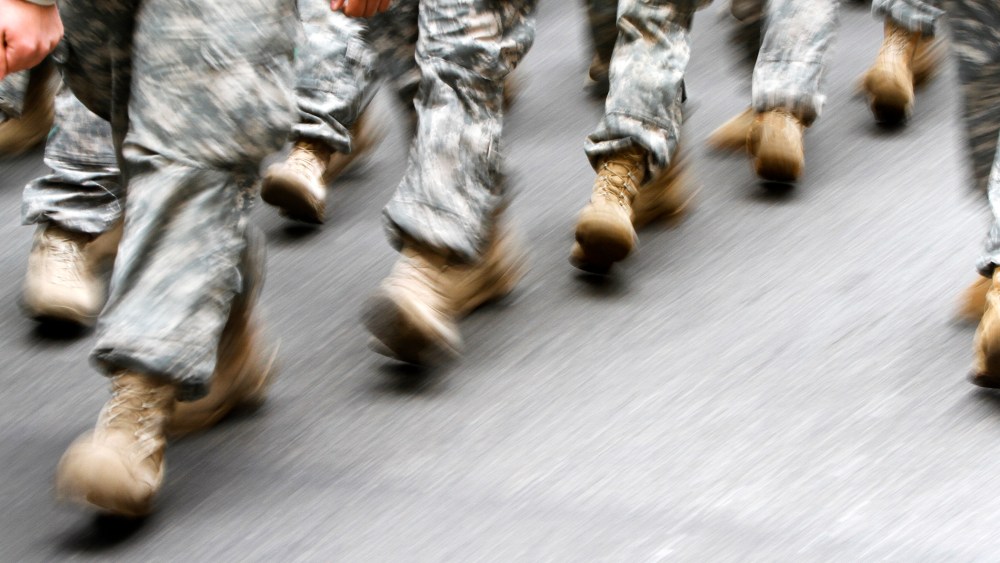 U.S. army soldiers are seen marching in the St. Patrick's Day Parade in New York, March 16, 2013.